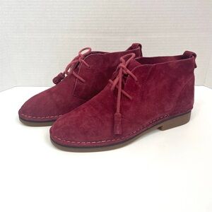 Hush Puppies Medium Moyan Chukka Boots Womens US 8.5 Maroon Suede Lace Up Tassel